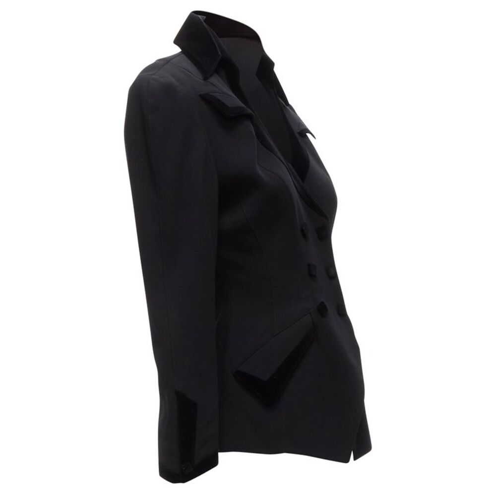 Thierry Mugler curved lapel velvet shadow peplum blazer - Picture 4 of 6